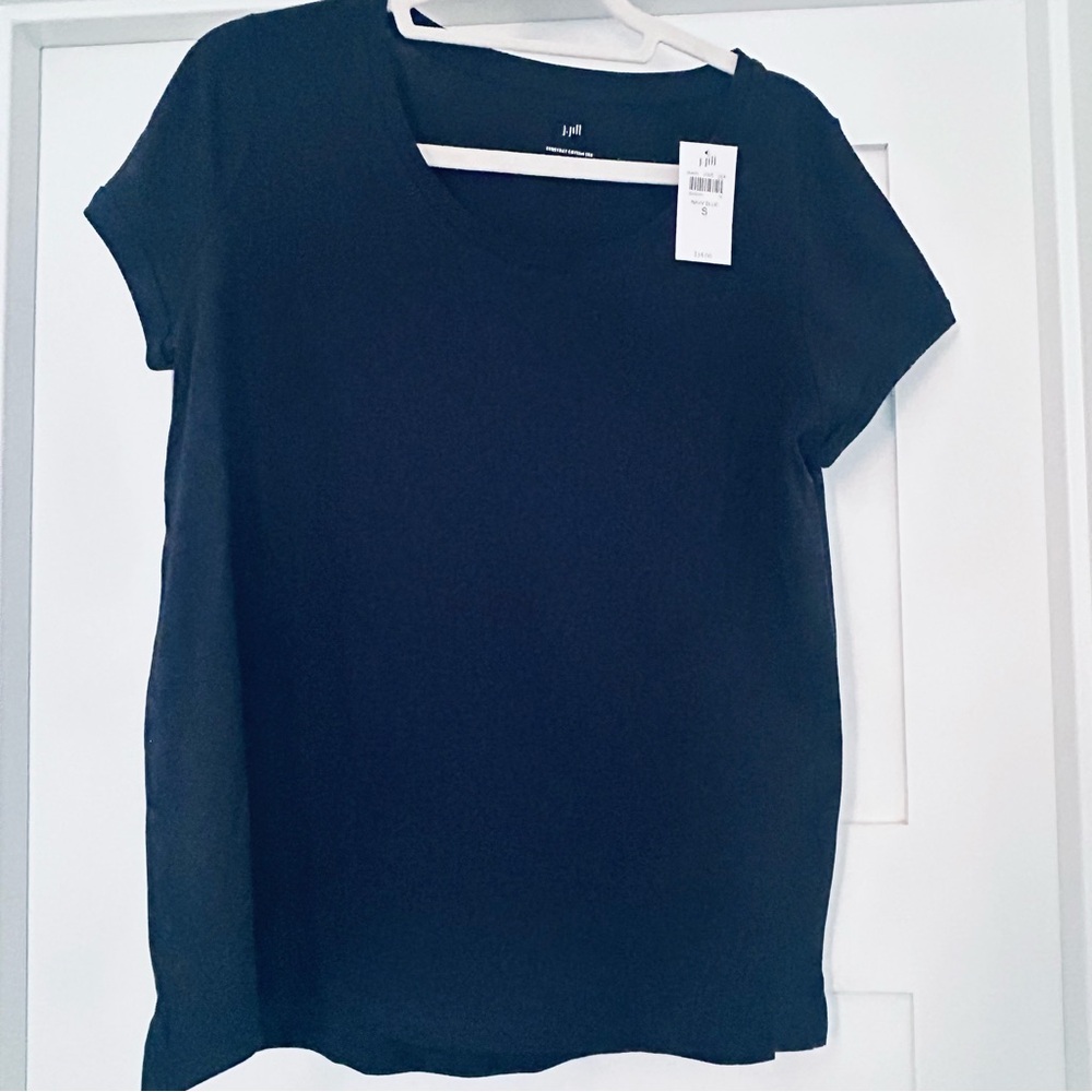 J Jill Cuffed Navy T Shirt NWT
